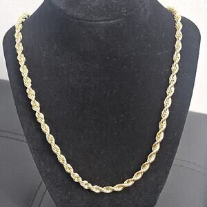 36in 14k Italy stamped Gold Plated brass-6mm Rope Chain with lobster Closure